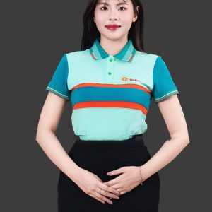 Áo thun đồng phục công ty màu xanh phối nhiều màu