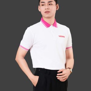 Áo thun đồng phục màu trắng phối hồng