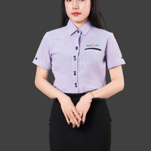 Áo sơ mi đồng phục công ty màu tím sọc caro