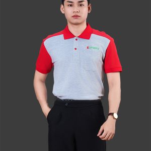 Mẫu áo đồng phục màu xám phối đỏ – CTU30036