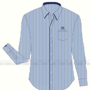 Đồng phục công sở – Áo sơ mi nữ sọc trắng xanh