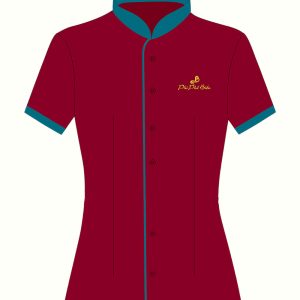 Sơ mi đồng phục đỏ đô thêu logo