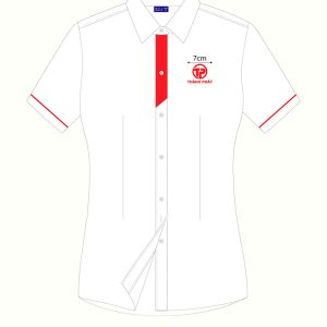 Áo đồng phục sơ mi công sở màu trắng đỏ
