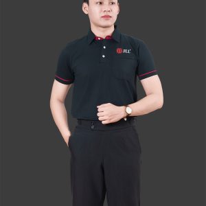 Mẫu áo thun đồng phục công ty màu đen cổ sơ mi