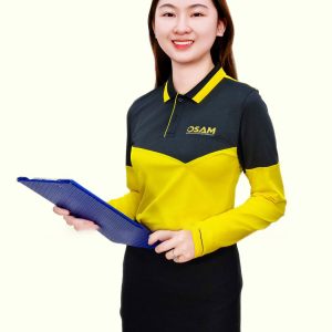 Áo đồng phục công ty tay dài màu vàng phối đen